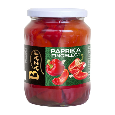Bazar - Eingelegte rote Paprika - Karton 8 × 670 g