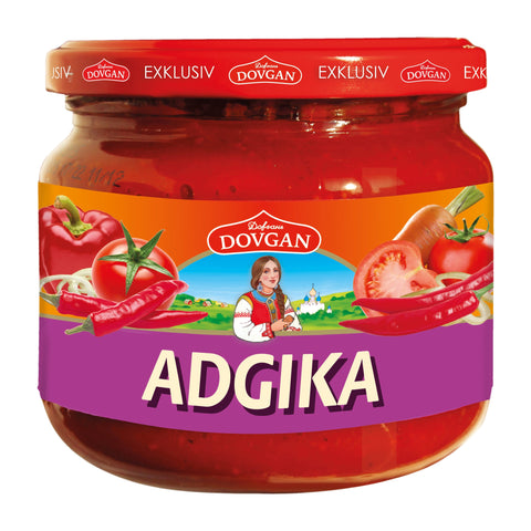 Dovgan - Adschika (Tomaten-Paprika-Sauce, scharf) - Karton 12 × 380 ml