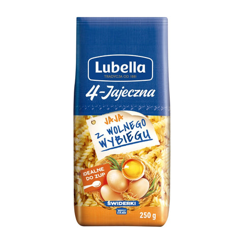 Lubella - 4-Jajeczna Świderki (Eiernudeln) - Karton 18 × 250 g