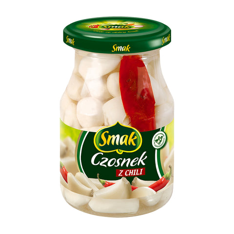 Smak - Czosnek z chili (Eingelegter Knoblauch mit Chili) - Karton 10 × 190 g