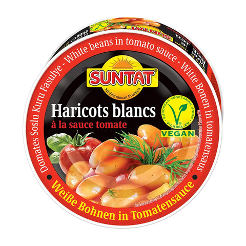 Suntat - Weiße Bohnen in Tomatensoße - Karton 12 × 280 g