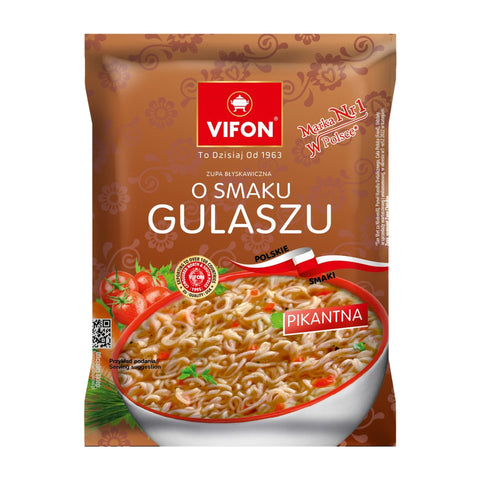 Vifon - Pikante Nudelsuppe mit Gulaschgeschmack - Karton 24 × 65 g