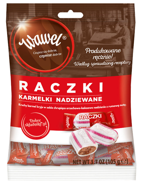 Wawel – Hard Caramels with Peanut-Cocoa Filling (Raczki), 105 g