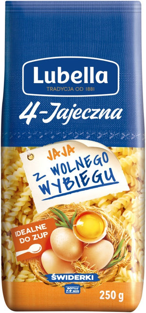 Lubella 4-Jajeczna Świderki, egg pasta 250 g – pack, front