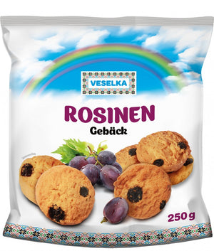 Veselka Gebäck mit Rosinen 250 g – Packung, Vorderseite